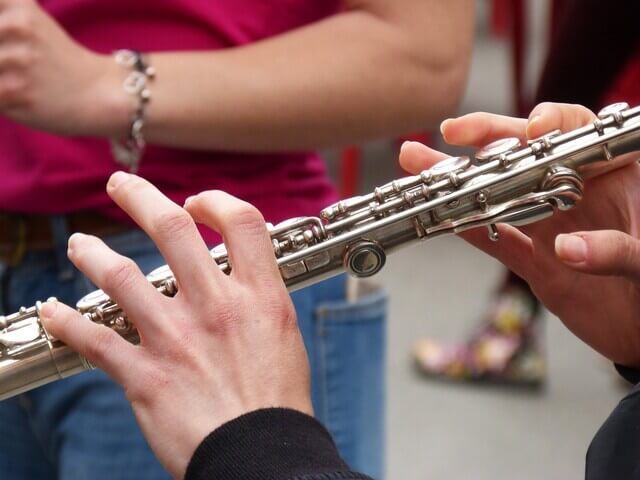 A person playing the clarinet